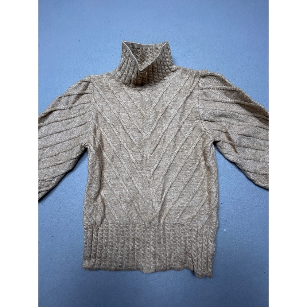 Catherine Malandrino Sweater Metallic Knit Tan XS Womens